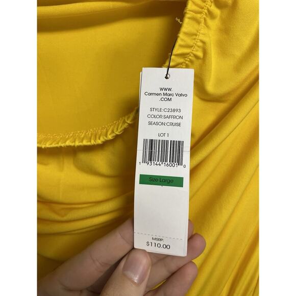 New‎ Carmen Marc Valvo Swimwear Coverup Saffron Cruise Jumper Yellow Size Large - Picture 6 of 6